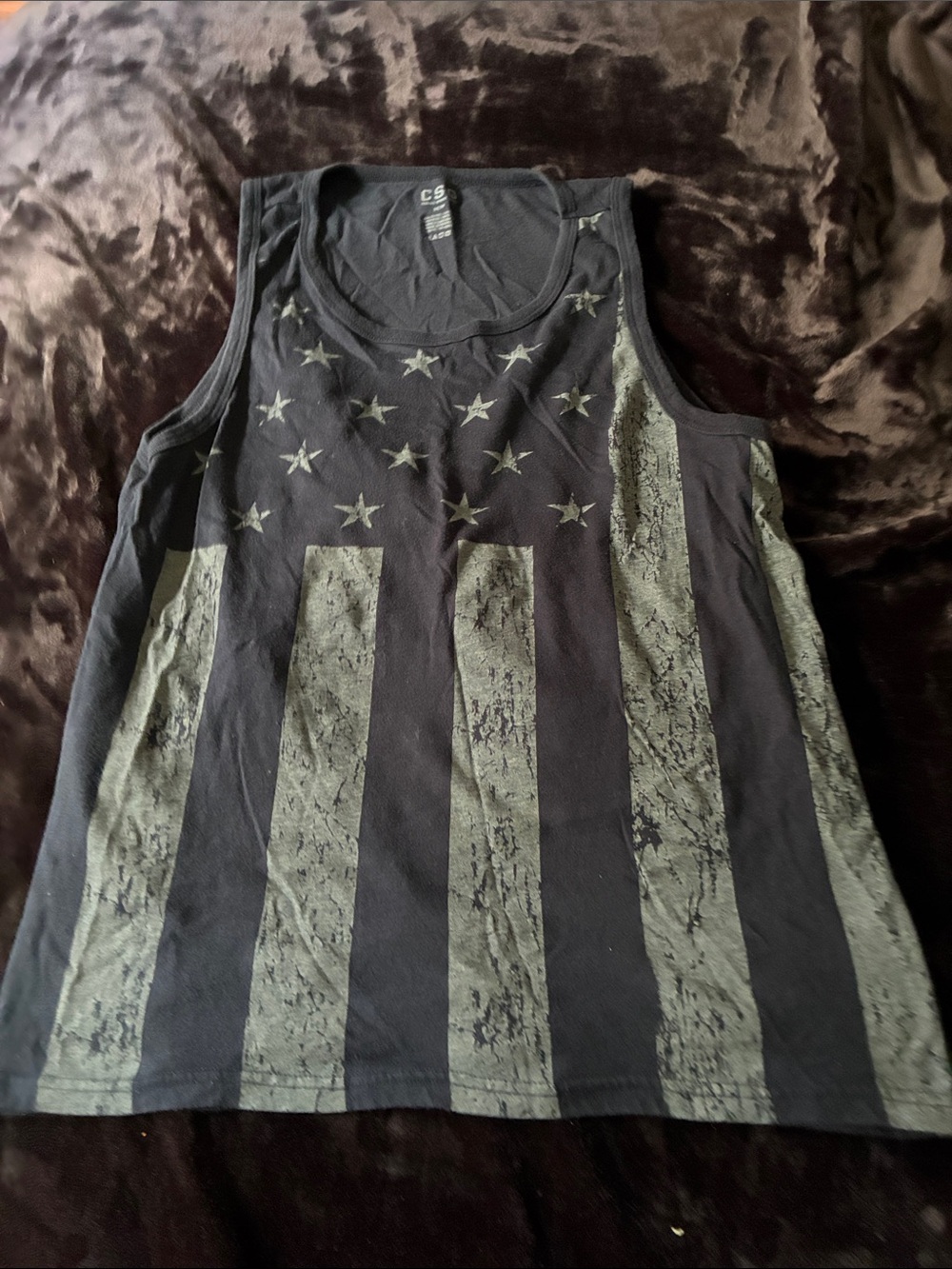 Men's Black & Gray Star-Stripe Tank Top